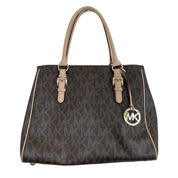 Michael Kors Dark Brown and Tan Logo Tote - Picture 1 of 16